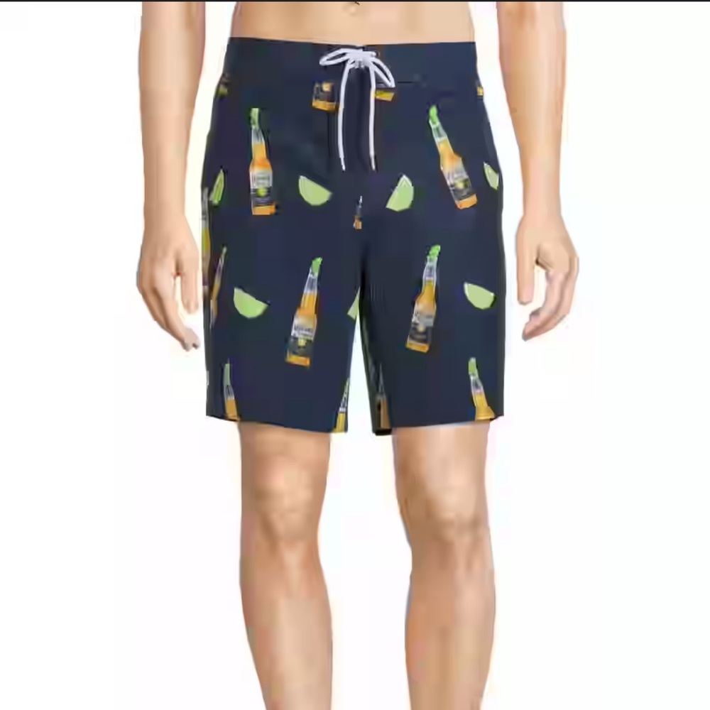 Corona Lime and Bottle Print Swim Shorts